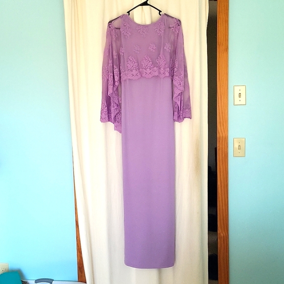 Lavender maxi dress with top lace caplet- Brand new - Picture 1 of 11